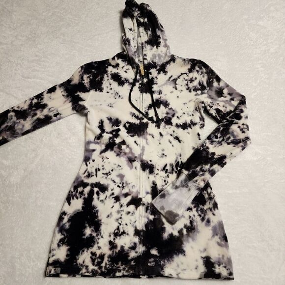 Royal Plush Womens Tie Dyed Velour Fitted Tunic Length Hoodie Size Small - Picture 1 of 8